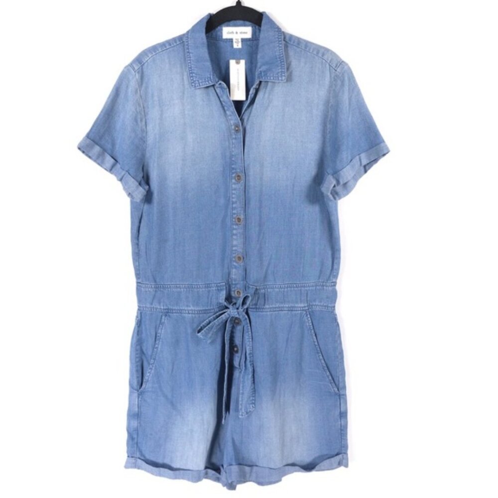 NWT Cloth &‎ Stone Anthropologie SS Rolled Hem Relaxed Romper SMALL